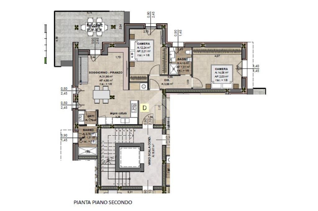 Three-room apartment Via Arno, Bomporto - floor plans 1
