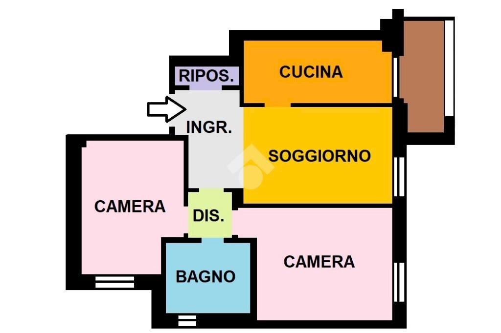 Three-room apartment Via Vincenzo Giordano Orsini, Milano (neighborhood Bande Nere) - floor plans 1