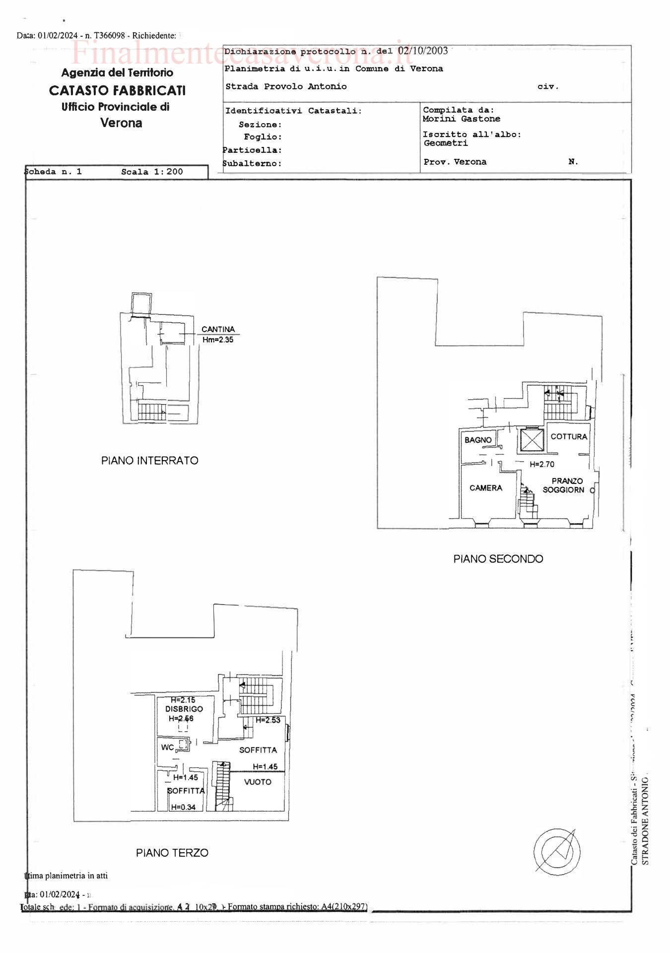 Foto 22 - Trilocale Stradone Antonio Provolo
 
7, Verona - planimetria 1