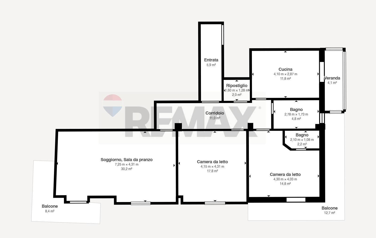 Pianta 2D - Appartamento Via Dante, Pontecagnano Faiano - planimetria 1
