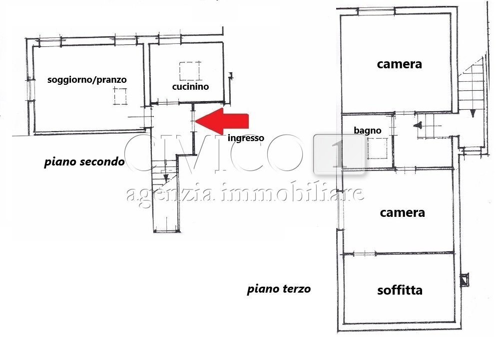 Planimetria - Mansarda Via Lorenzo Marcello, Venezia - planimetria 1