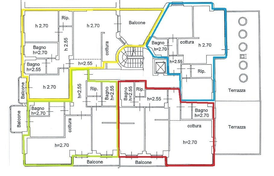 pianta secondo piano diviso in appartamenti.jpg - Apartment Via Creta  72, Brescia - floor plans 1
