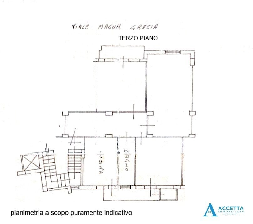 planimetria - Trilocale Viale Magna Grecia 104, Taranto - planimetria 1