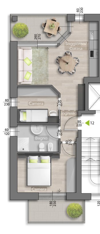planimetria - Trilocale Via Giosuè Carducci 9, Riccione - planimetria 1