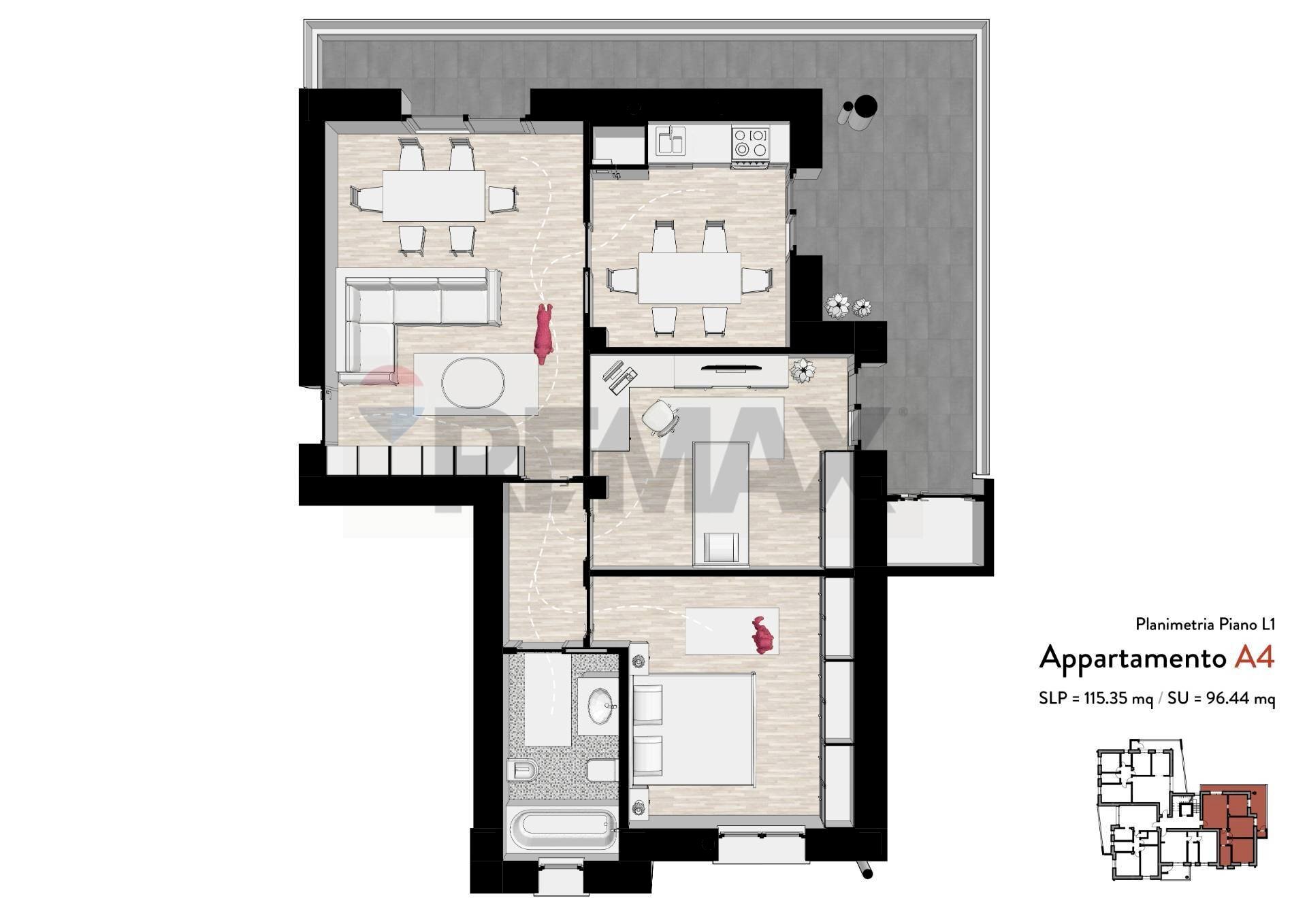 Pianta 2D - Trilocale Via Pregnana
 
63, Rho - planimetria 1