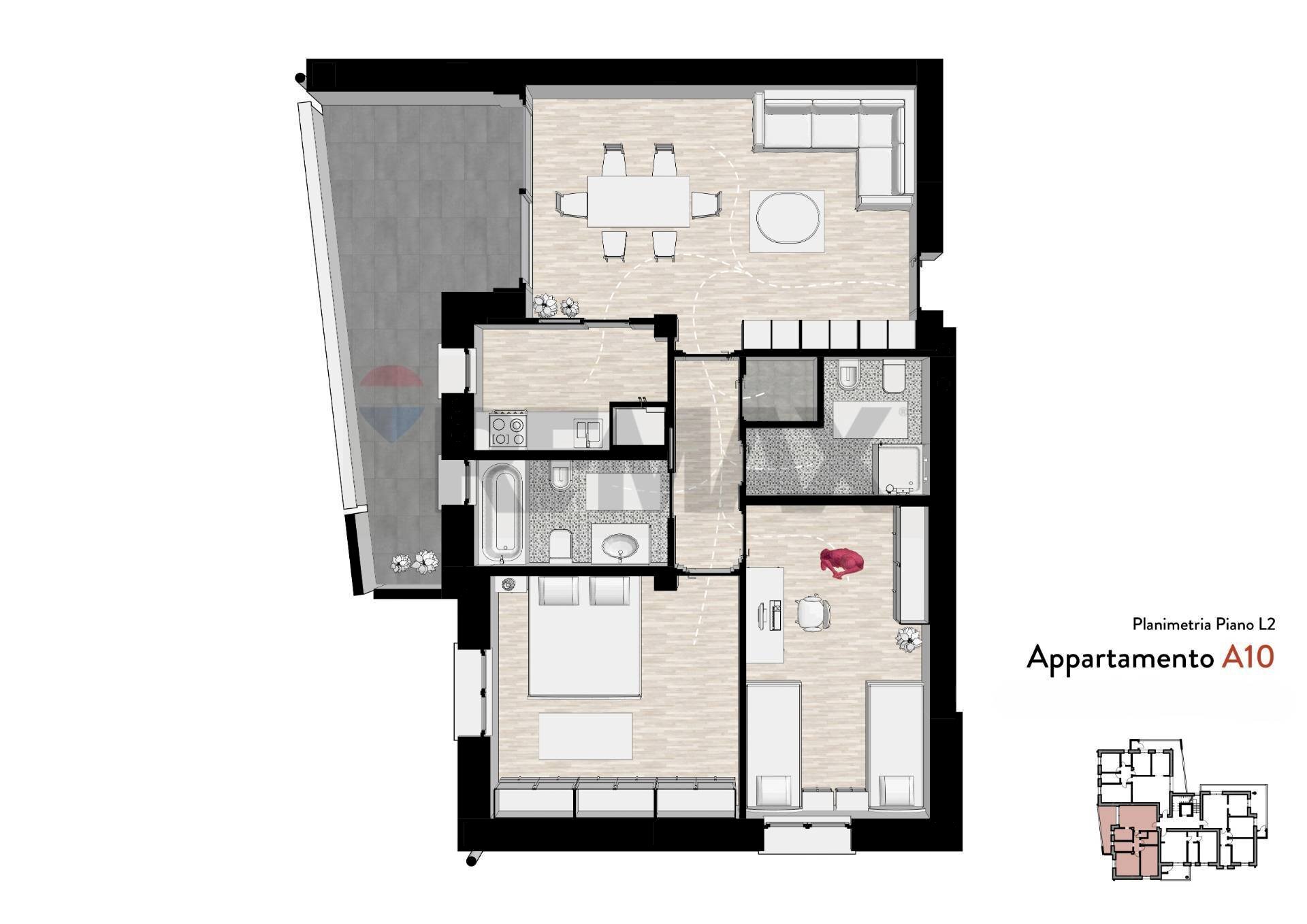 Pianta 2D - Trilocale Via Pregnana
 
63, Rho - planimetria 1