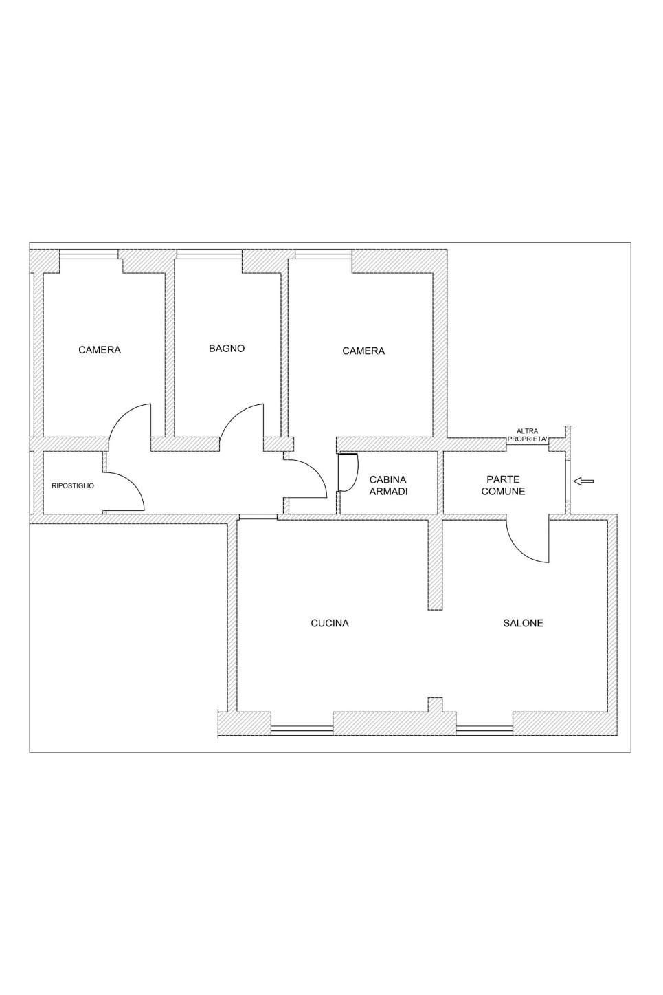 Three-room apartment corso Firenze, Genova (neighborhood Castelletto) - floor plans 1