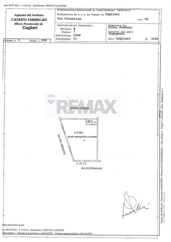Pianta 2D - Locale Commerciale via cornalias
 
78, Cagliari - planimetria 1