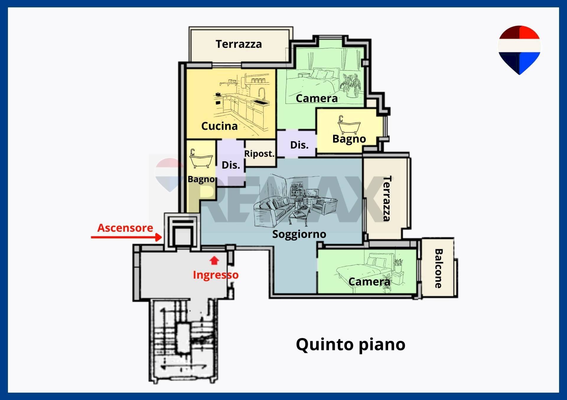 Pianta 5° Piano - Quadrilocale Oristano - planimetria 1
