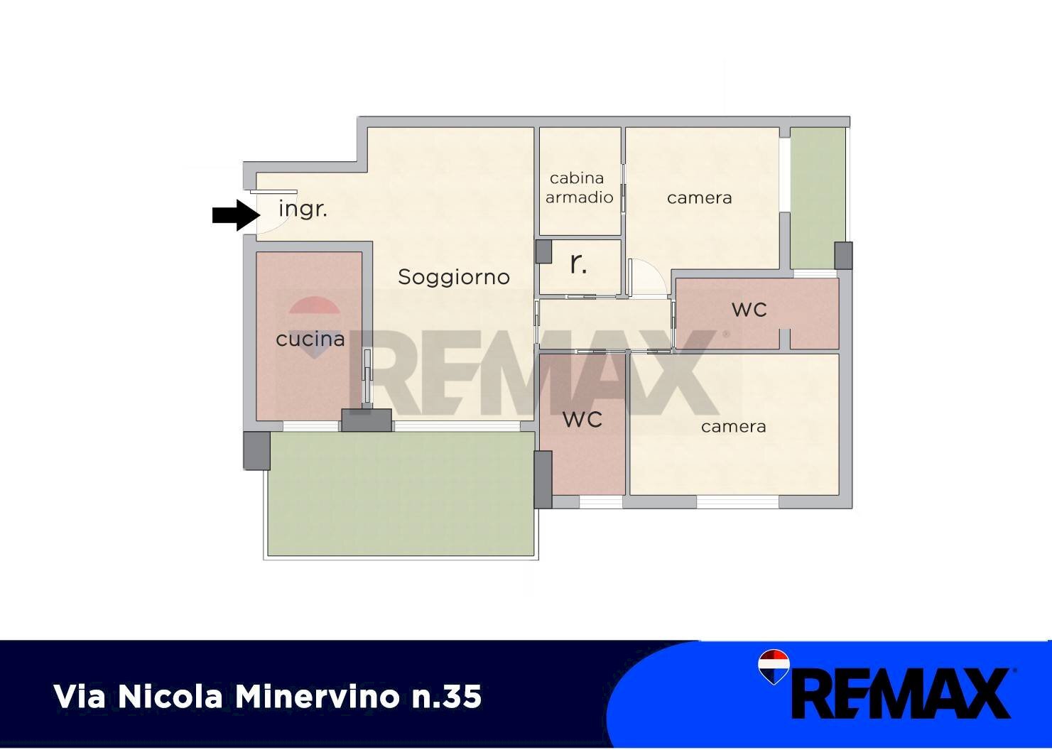 Pianta 2D - Trilocale Via Nicola Minervino
35, Bari - foto 2