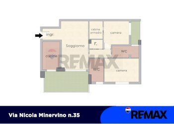 Pianta 2D - Trilocale Via Nicola Minervino
 
35, Bari - foto 2