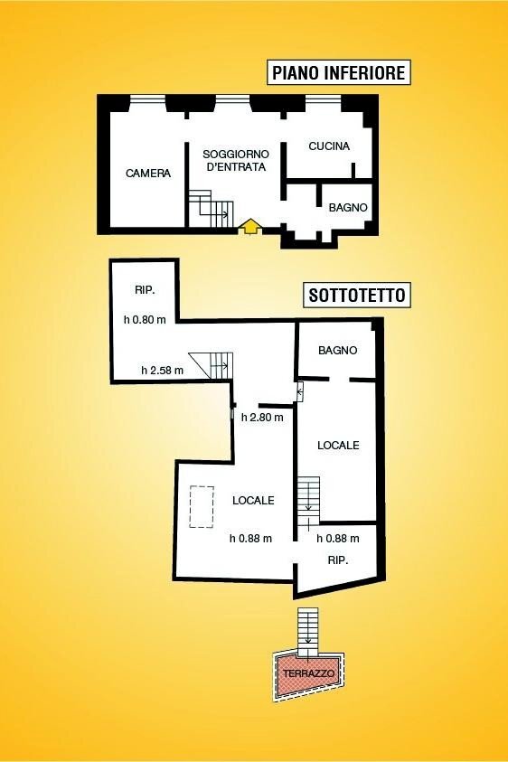 Attico via Antonio Gramsci, Genova (zona Centro Storico) - planimetria 1