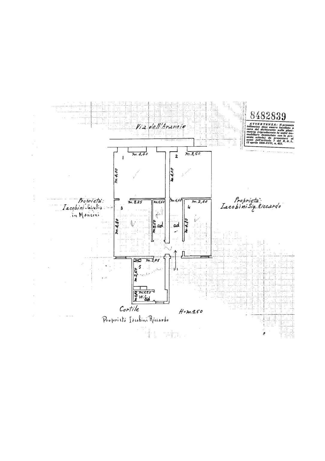 Trilocale via dell'Arancio, Roma (zona Centro Storico) - planimetria 1