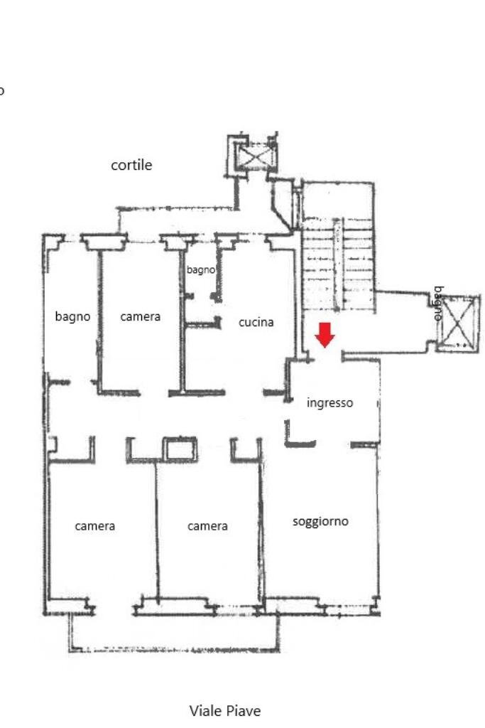 Four-room apartment Via Felice Bellotti, Milano - floor plans 1