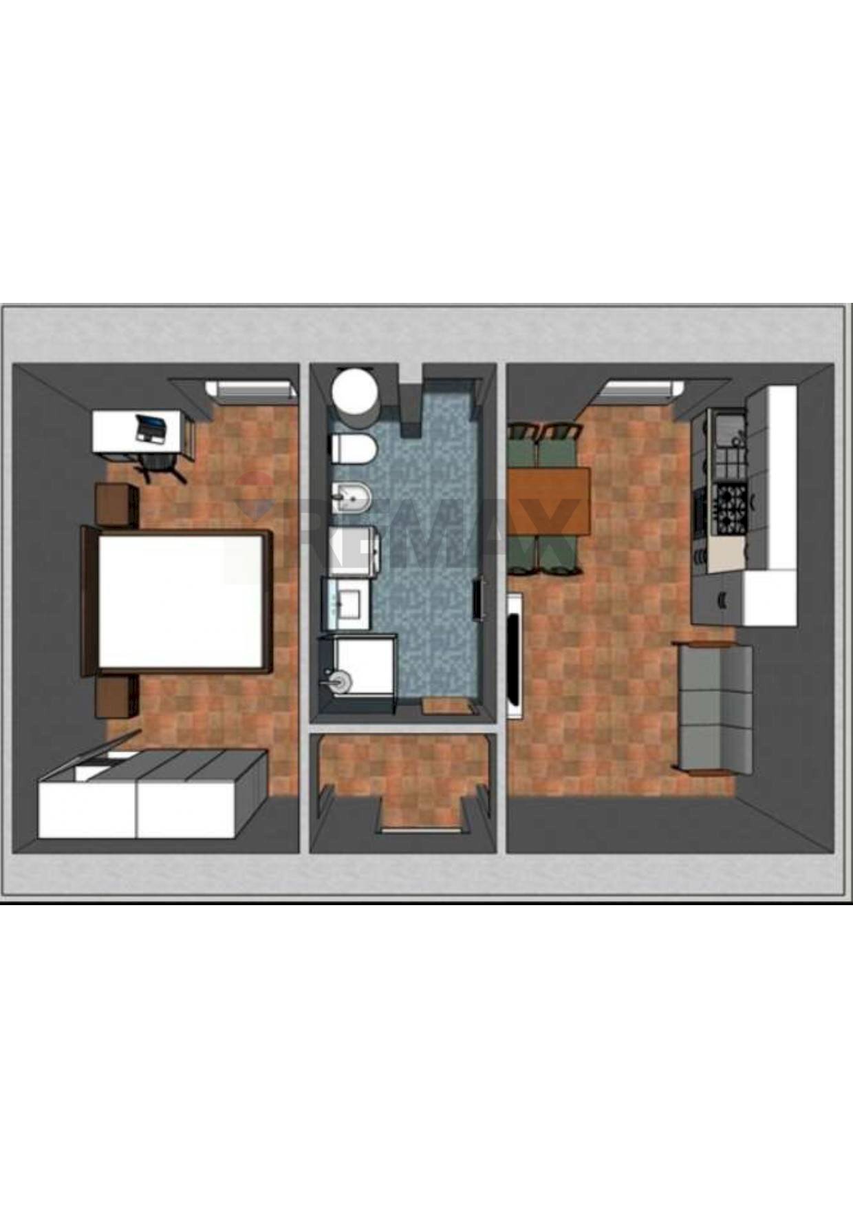 Pianta 3D - Bilocale Trieste - planimetria 1