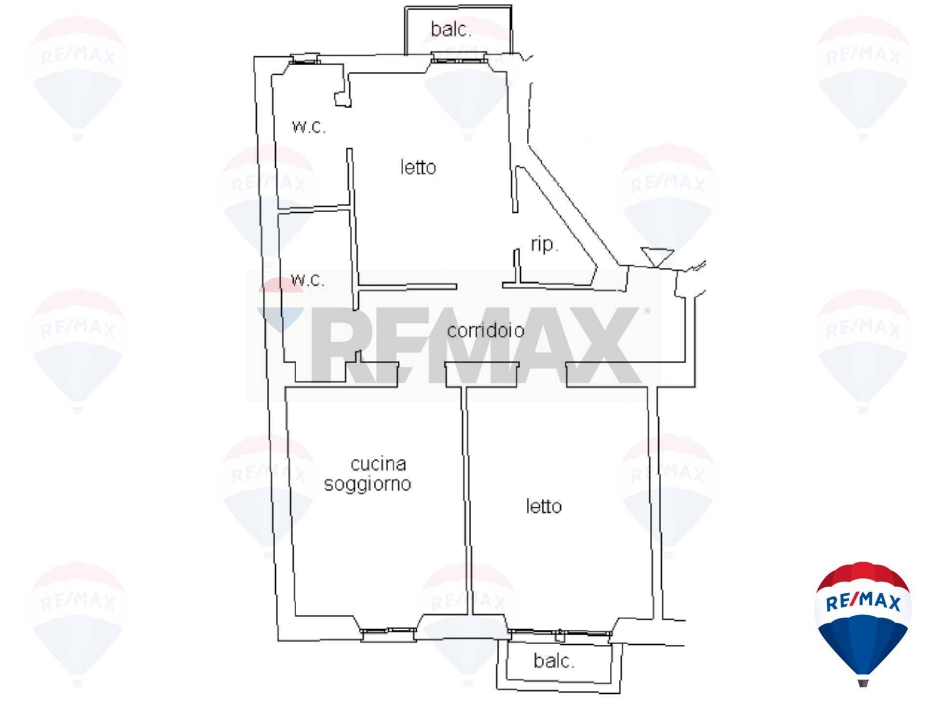 Pianta 2D - Trilocale Piazzale Istria, Milano - planimetria 1