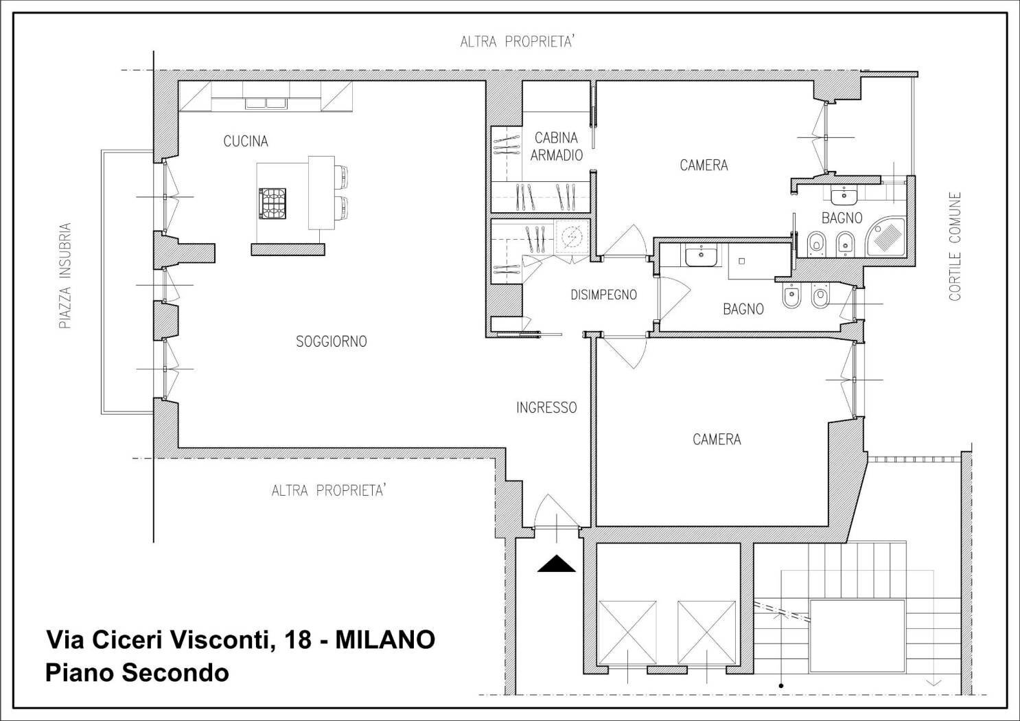 Trilocale via Laura Ciceri Visconti, 18, Milano - planimetria 1