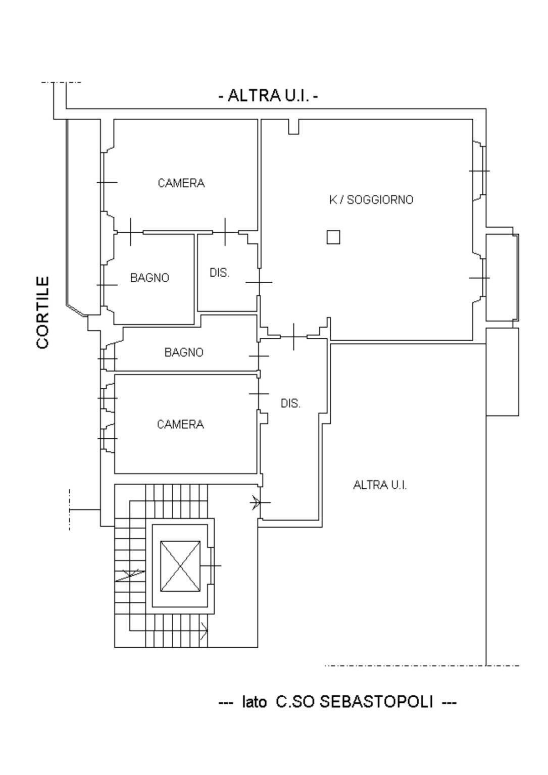 Quadrilocale corso Sebastopoli, 55, Torino (zona Lingotto) - planimetria 1