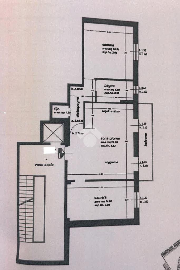 Three-room apartment Salita Brasile, Genova (neighborhood Bolzaneto) - floor plans 1