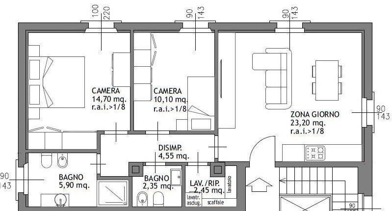 PLANIMETRIA.JPG - Trilocale Via Toscana 55, Brescia - planimetria 1