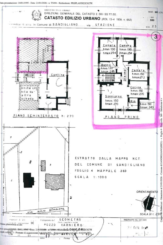 Portion of a house Via Stazione, Sandigliano - floor plans 1
