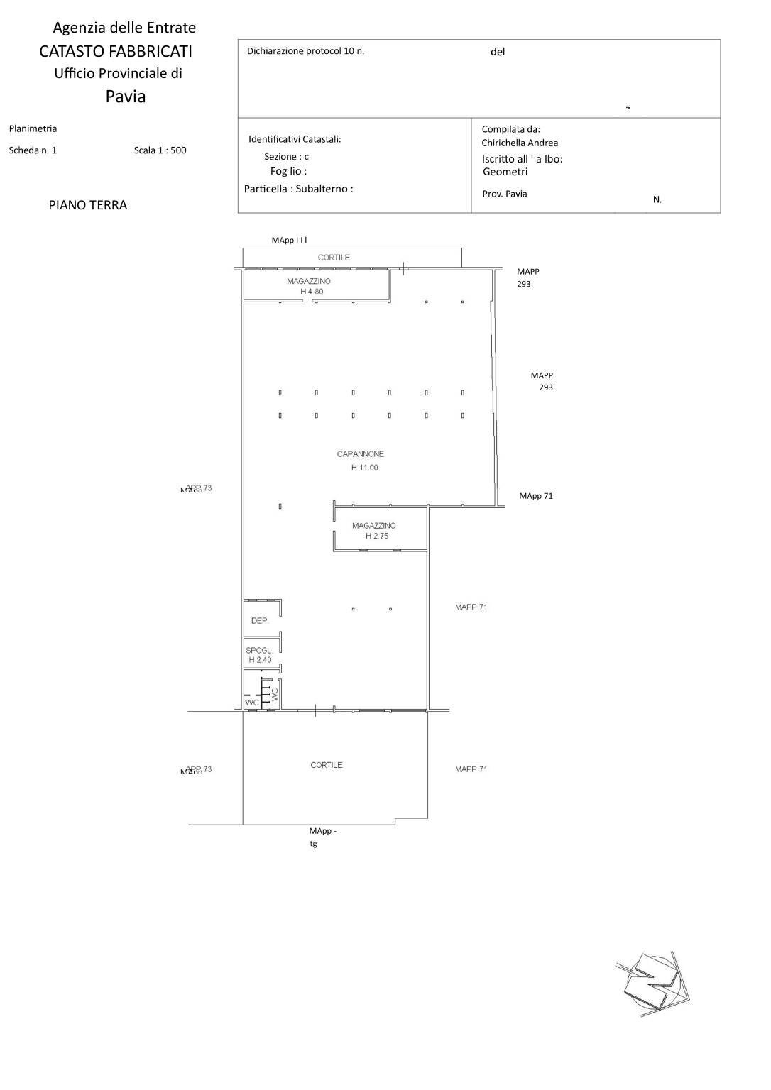 Capannone strada della Paiola, 951, Pavia - planimetria 1