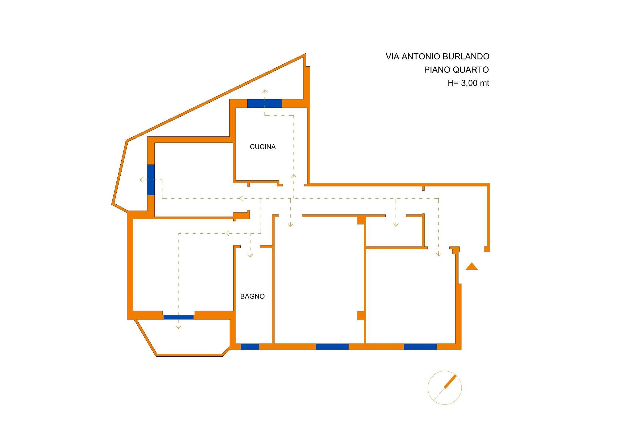 Four-room apartment via Antonio Burlando, 23C, Genova (neighborhood Marassi) - floor plans 1
