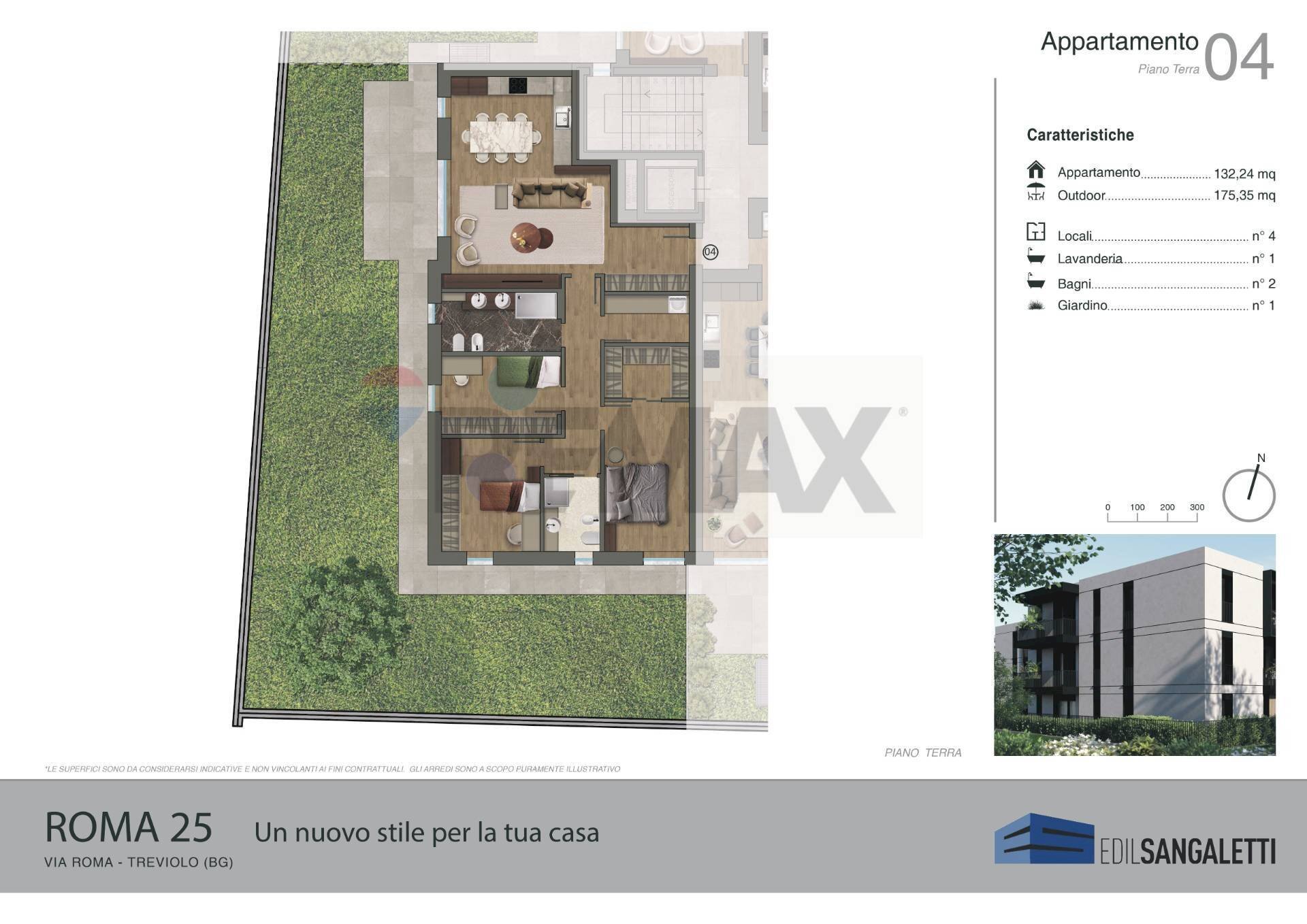 Pianta 2D - Four-room apartment VIA ROMA, Treviolo - floor plans 1