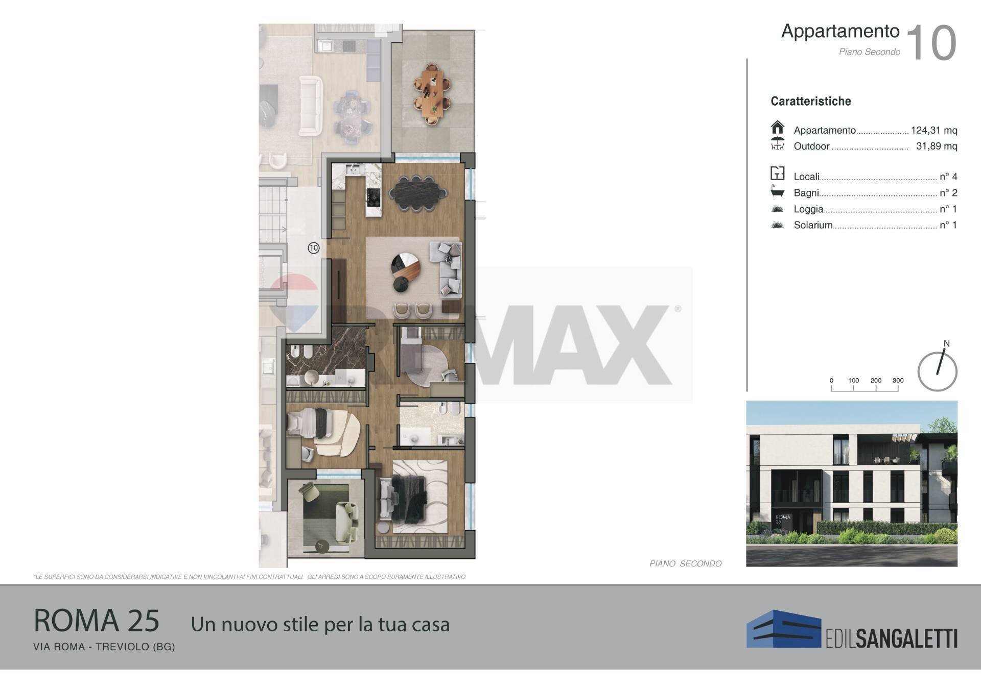 Pianta 2D - Quadrilocale VIA ROMA, Treviolo - planimetria 1