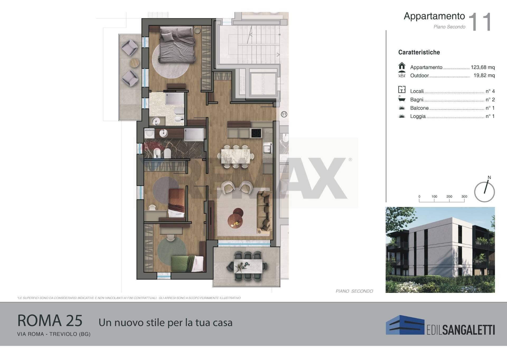 Pianta 2D - Four-room apartment VIA ROMA, Treviolo - floor plans 1