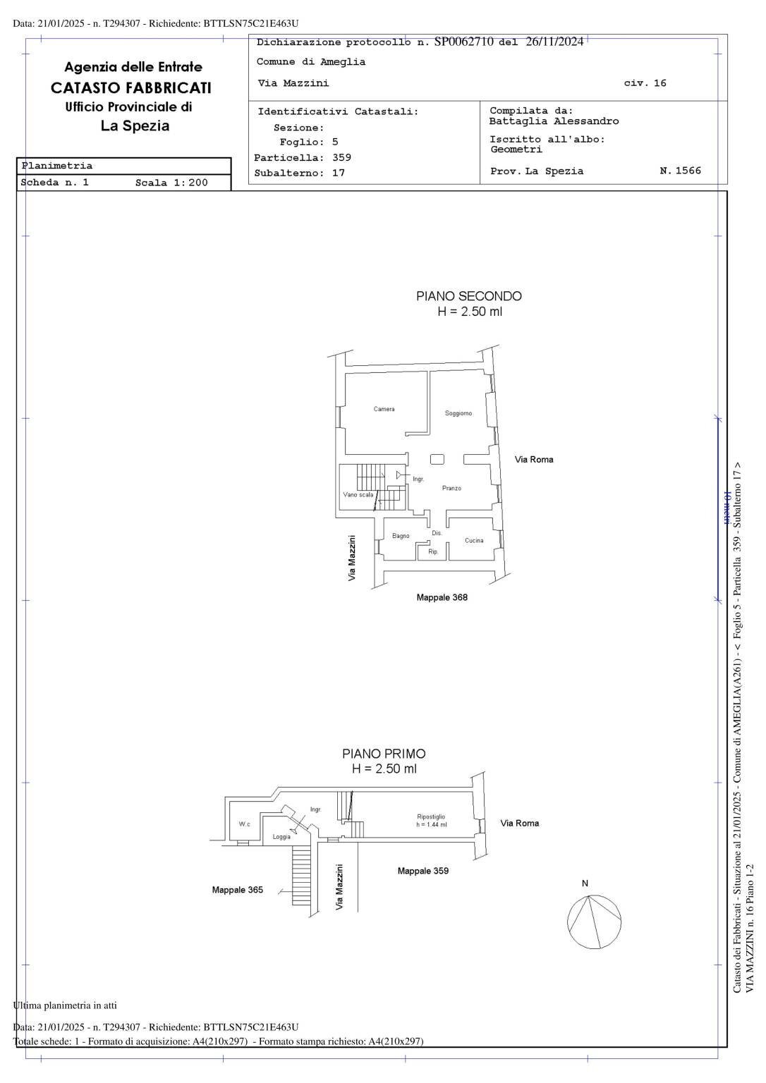 Casa indipendente via Giuseppe Mazzini, 16, Ameglia - planimetria 1