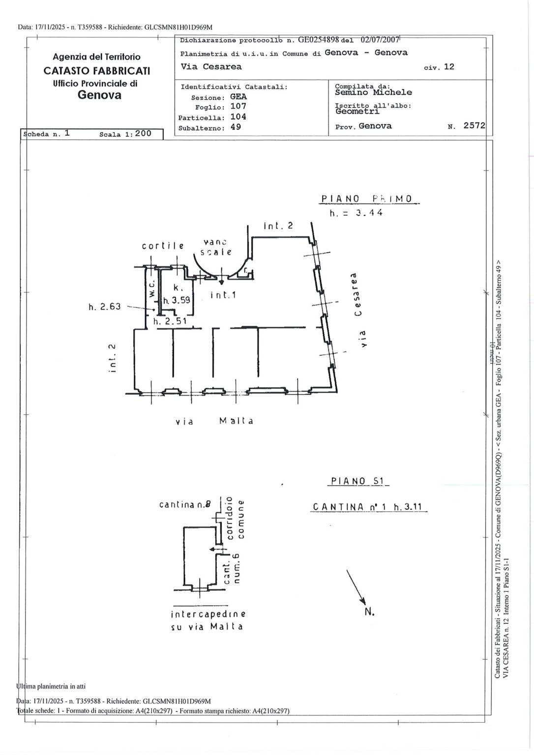 Appartamento via Cesarea, 12, Genova - planimetria 1