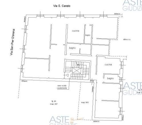 Apartment at auction via San Pier d'Arena, Genova (neighborhood Sampierdarena) - floor plans 1