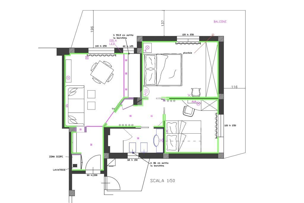 Trilocale Via Mezzanotte, Cervia - planimetria 1