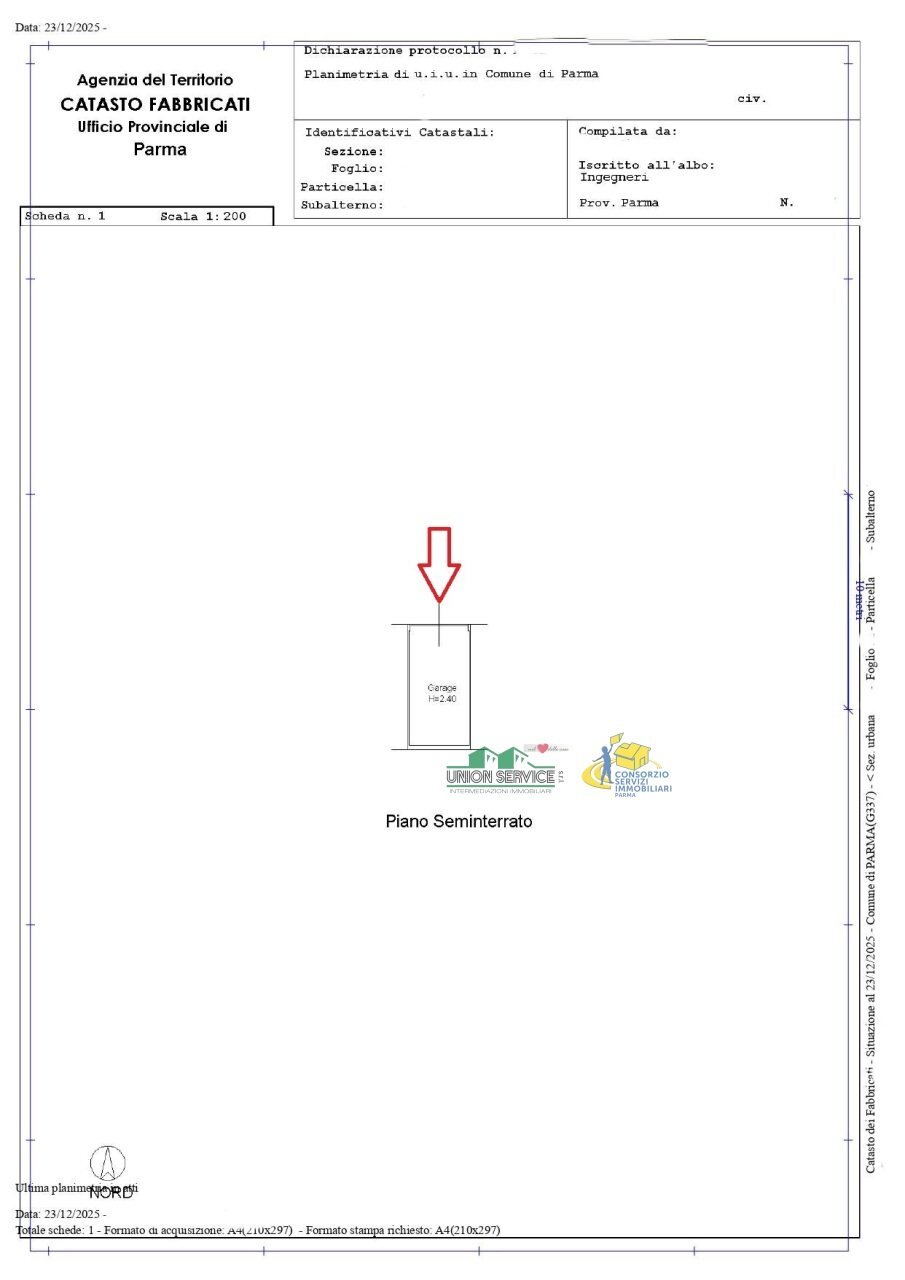 Planimetria garage.jpg - Three-room apartment Via Buozzi, Parma - floor plans 1