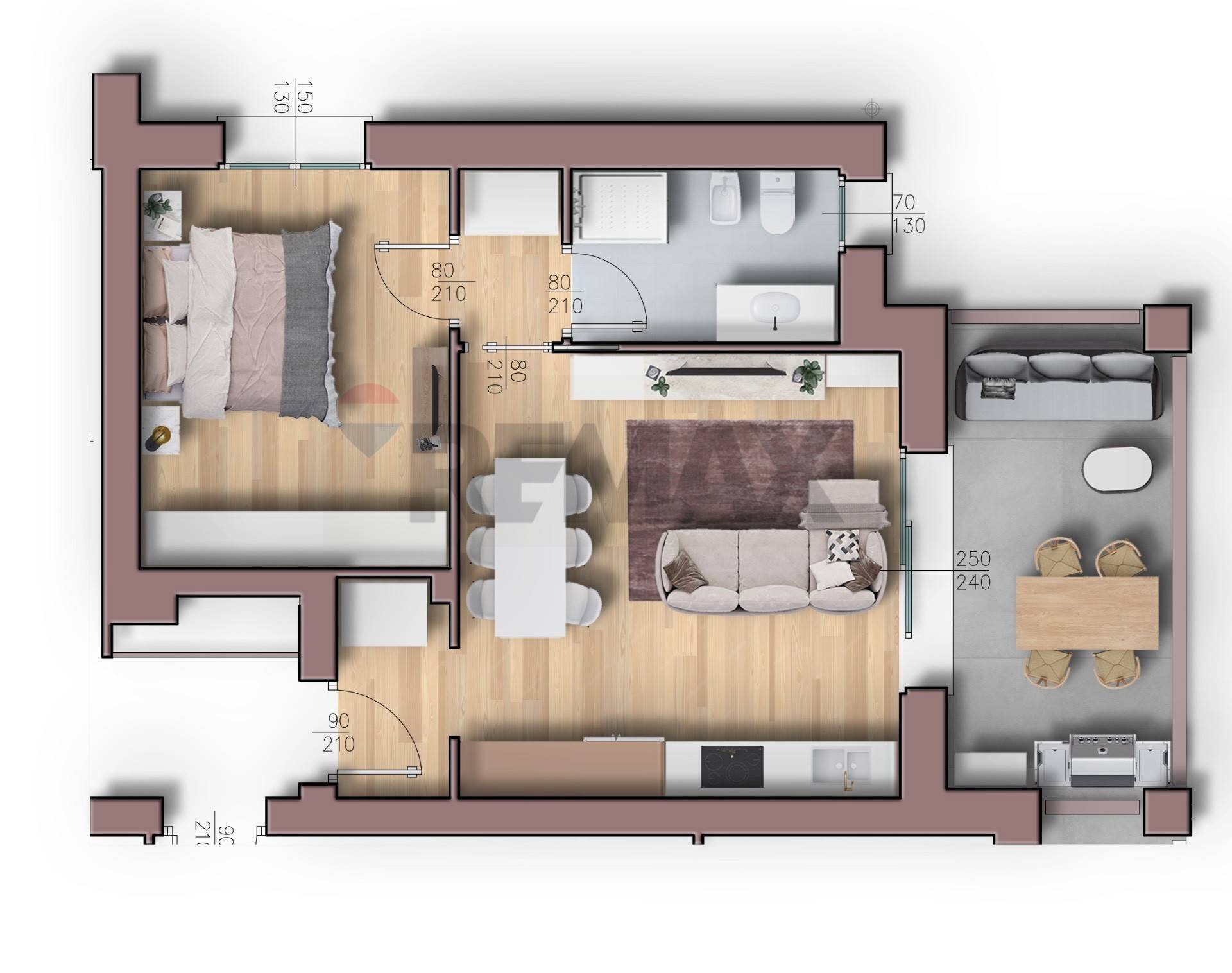 Pianta 3D - Two-room apartment via Santa Maria
152, Parabiago - photo 2