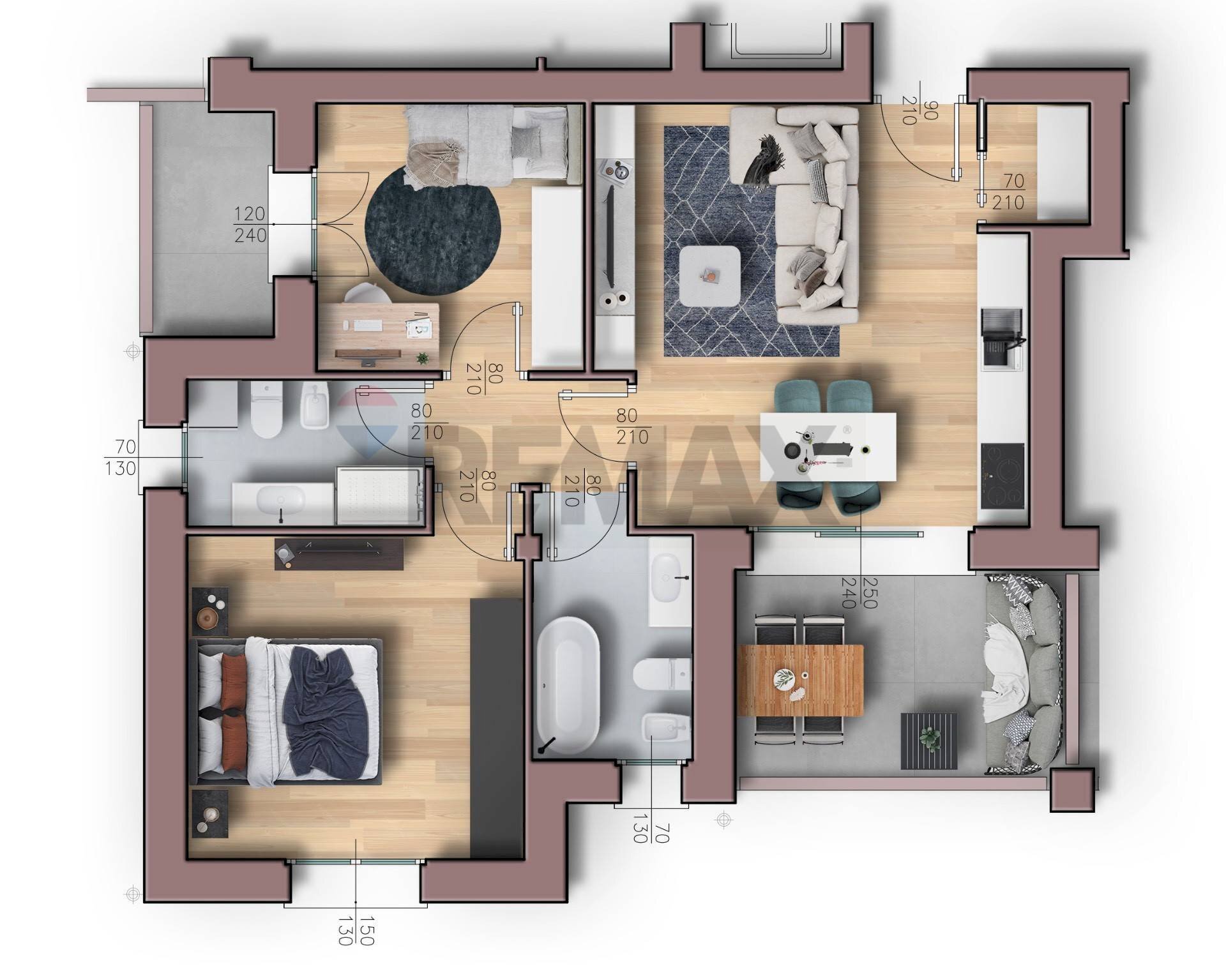 Pianta 3D - Three-room apartment via Santa Maria
 
152, Parabiago - floor plans 1