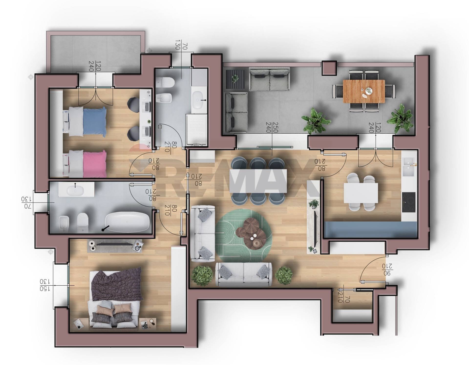 Pianta 3D - Appartamento via Santa Maria
 
152, Parabiago - planimetria 1