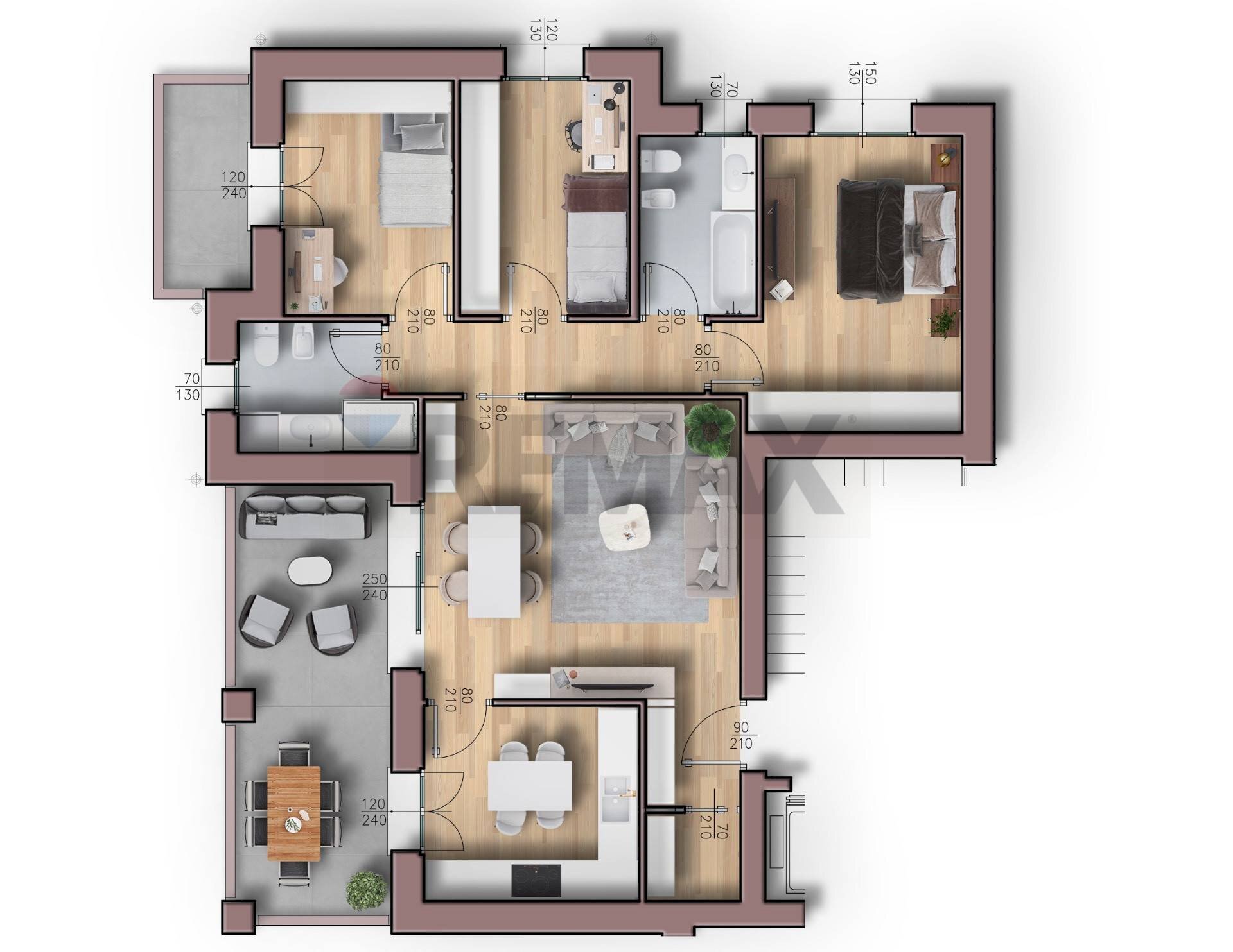 Pianta 3D - Four-room apartment via Santa Maria
 
152, Parabiago - floor plans 1