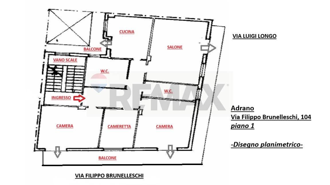 Pianta 2D - Appartamento via Filippo Brunelleschi
 
104, Adrano - planimetria 1