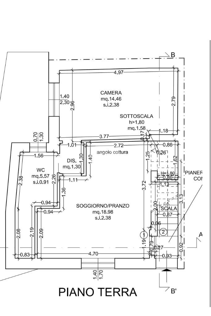 Two-room apartment Via Ca' Rastelli, Misano Adriatico - floor plans 1