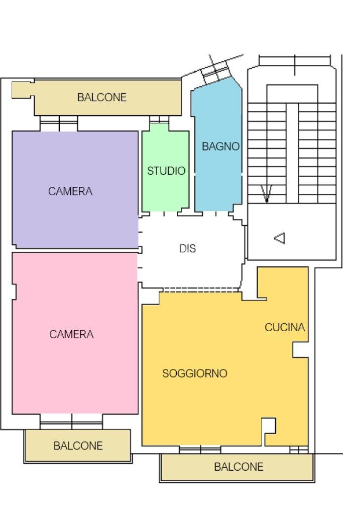 Three-room apartment Via Pietro Cossa, Torino (neighborhood Parella) - floor plans 1