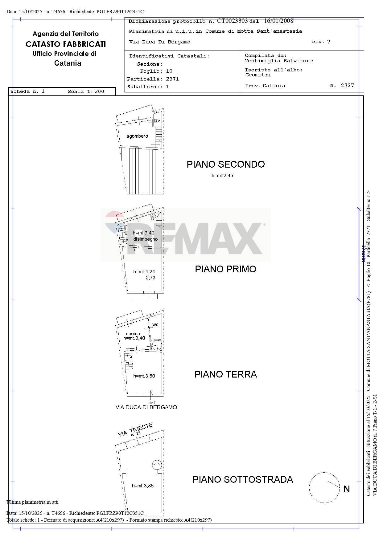 Pianta 2D - Casa indipendente VIA DUCA DI BERGAMO
 
7, Motta Sant'Anastasia - planimetria 1