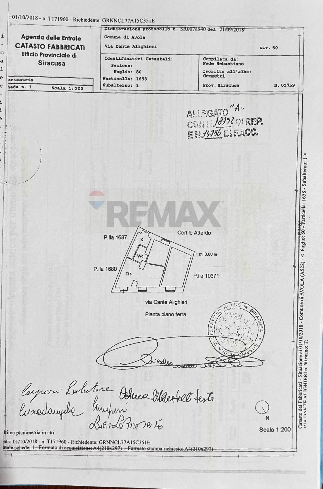 Pianta 2D - Quadrilocale Via Dante
 
50, Avola - planimetria 1