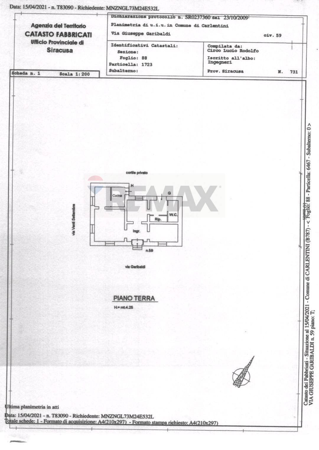 Pianta 2D - Casa indipendente Giuseppe Garibaldi
 
59, Carlentini - planimetria 1