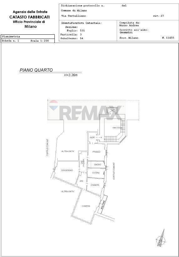 Pianta 2D - Three-room apartment Via Tertulliano
 
37, Milano - floor plans 1
