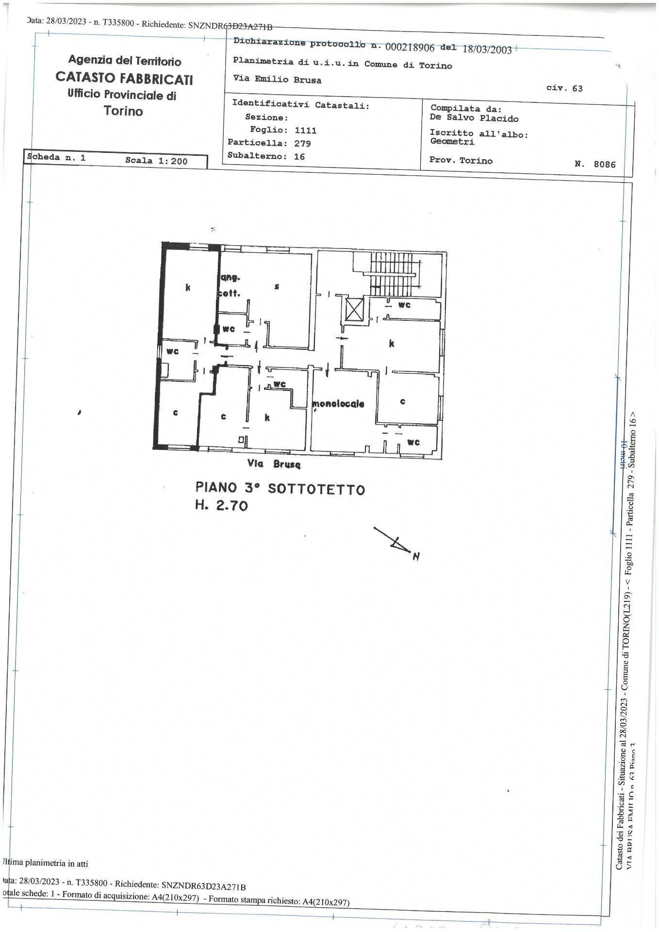 Foto 17 - Attico via Brusa
 
63, Torino - planimetria 1
