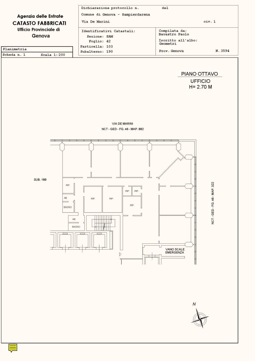Ufficio via de Marini, Genova (zona Sampierdarena) - planimetria 1
