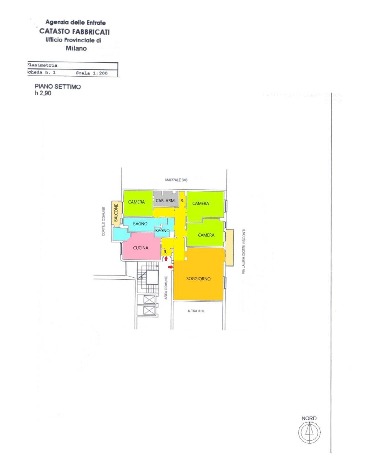 Quadrilocale via Laura Ciceri Visconti, Milano - planimetria 1