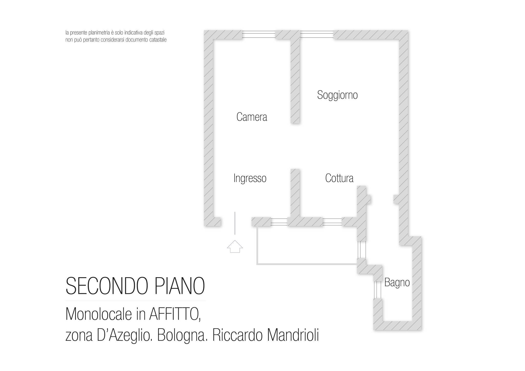 Monolocale via Massimo d'Azeglio, Bologna (zona Costa Saragozza) - planimetria 1